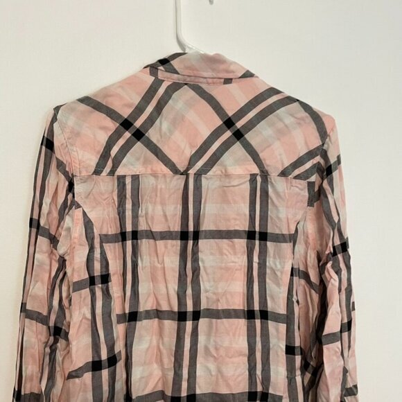 TORRID 1 Plus Size Taylor Plaid Tie Front Slim Fit Twill Shirt Baby Pink Flannel - Picture 12 of 13